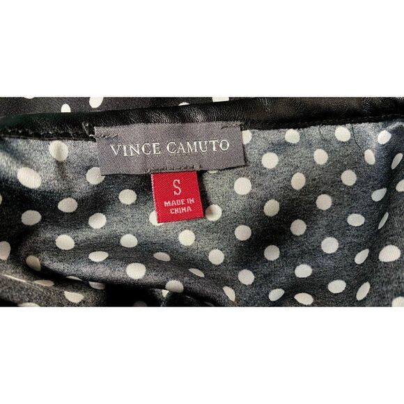 Vince Camuto Exposed Front Zipper Polka Dot Blouse Sleeveless Black White Sz S - Picture 5 of 5